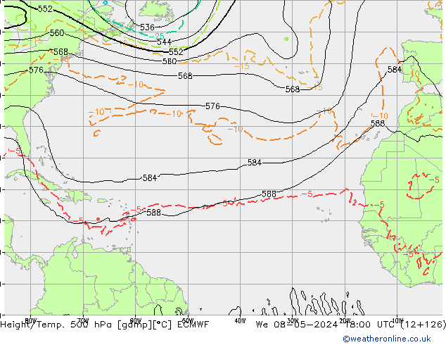 Z500/Rain (+SLP)/Z850 ECMWF We 08.05.2024 18 UTC