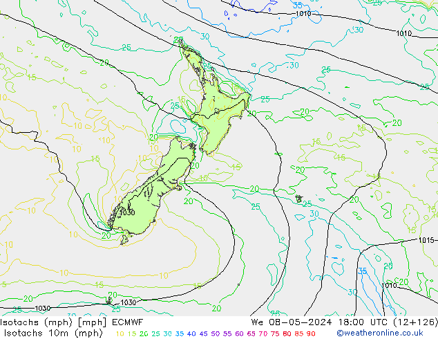 Isotachs (mph) ECMWF We 08.05.2024 18 UTC