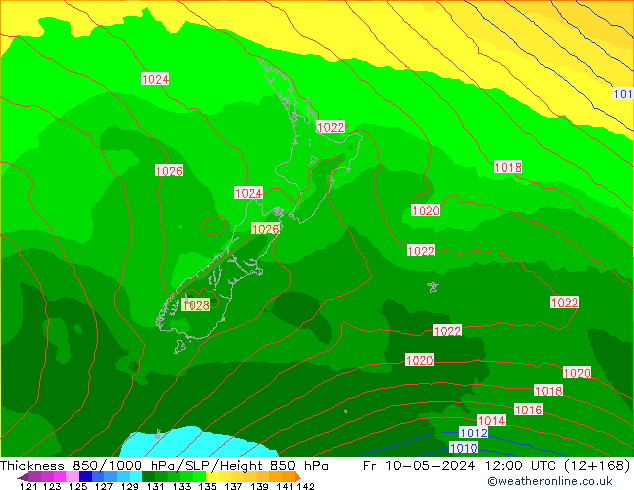 850-1000 hPa Kalınlığı ECMWF Cu 10.05.2024 12 UTC