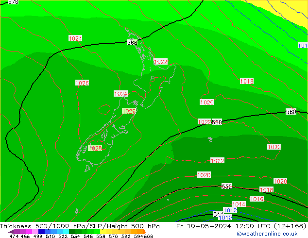 500-1000 hPa Kalınlığı ECMWF Cu 10.05.2024 12 UTC