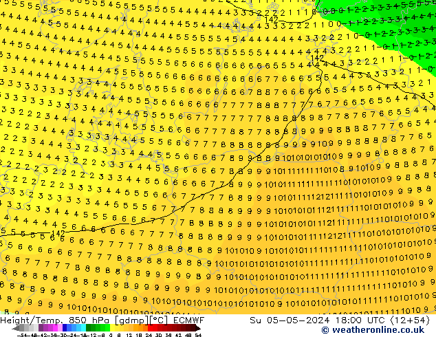 Z500/Rain (+SLP)/Z850 ECMWF Su 05.05.2024 18 UTC