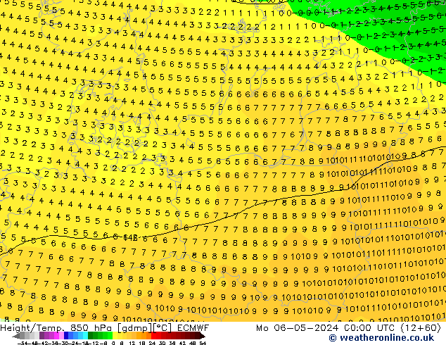 Z500/Rain (+SLP)/Z850 ECMWF lun 06.05.2024 00 UTC