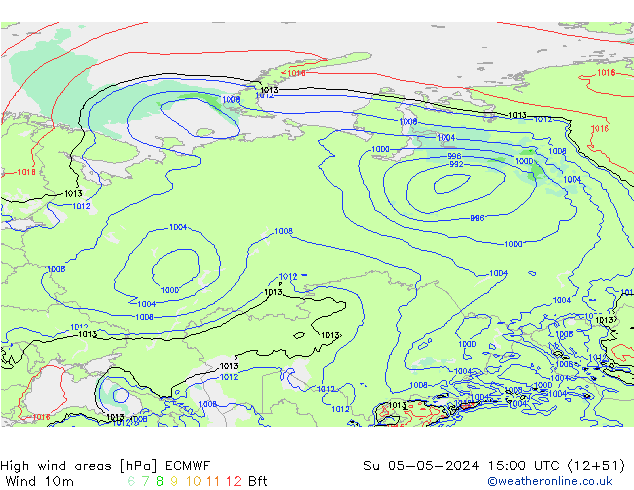 High wind areas ECMWF  05.05.2024 15 UTC