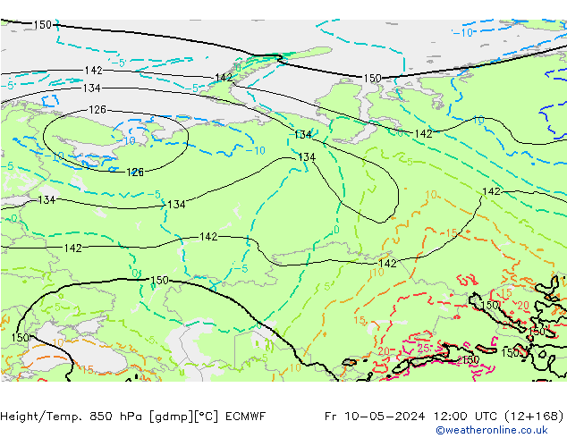 Height/Temp. 850 hPa ECMWF Sex 10.05.2024 12 UTC