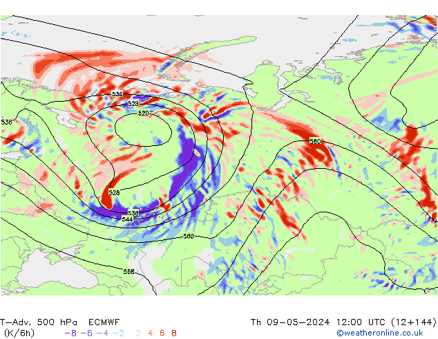 T-Adv. 500 hPa ECMWF Per 09.05.2024 12 UTC