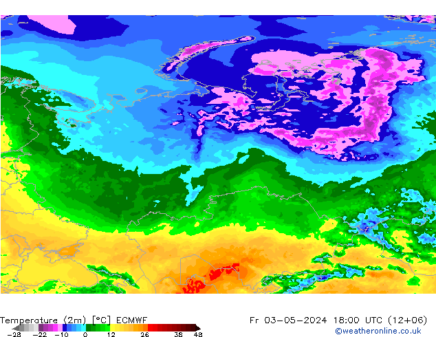 Temperature (2m) ECMWF Fr 03.05.2024 18 UTC
