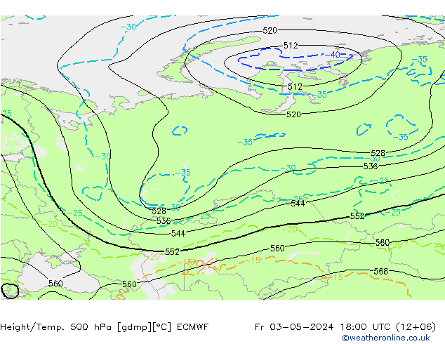 Z500/Rain (+SLP)/Z850 ECMWF Fr 03.05.2024 18 UTC