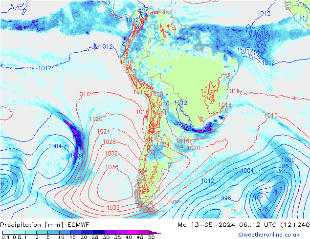 Precipitation ECMWF Mo 13.05.2024 12 UTC