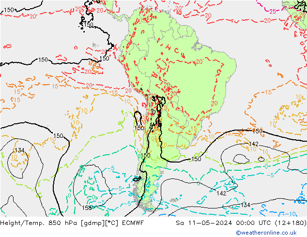 Z500/Regen(+SLP)/Z850 ECMWF za 11.05.2024 00 UTC