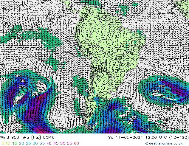 Wind 950 hPa ECMWF Sa 11.05.2024 12 UTC