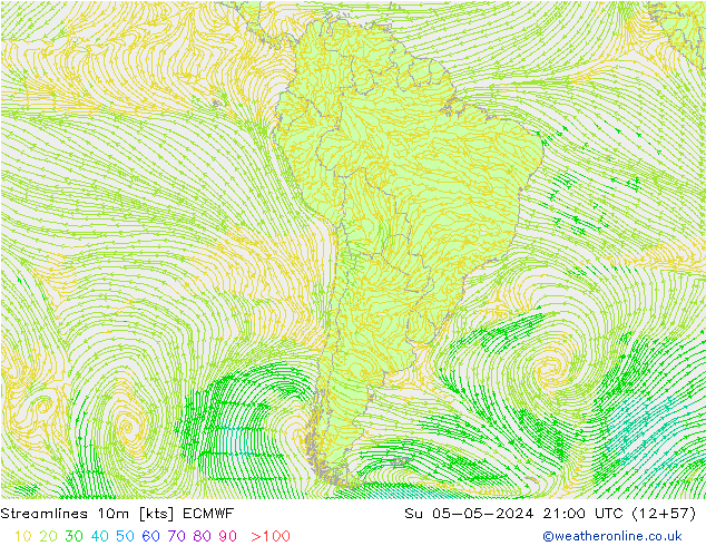 Rüzgar 10m ECMWF Paz 05.05.2024 21 UTC