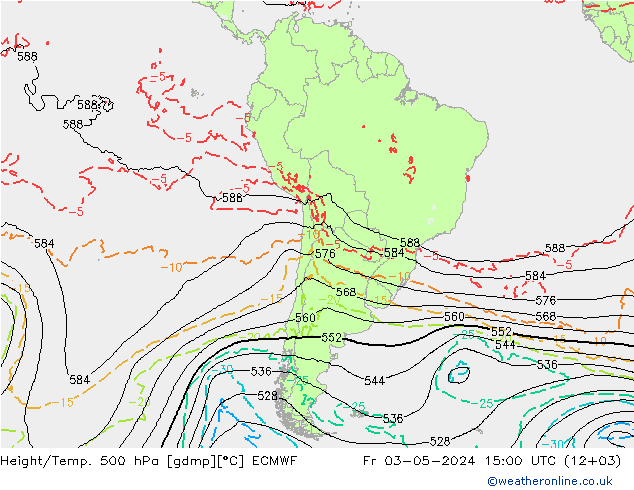 Height/Temp. 500 hPa ECMWF Sex 03.05.2024 15 UTC