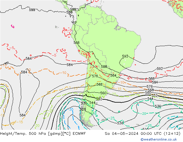 Z500/Rain (+SLP)/Z850 ECMWF sam 04.05.2024 00 UTC