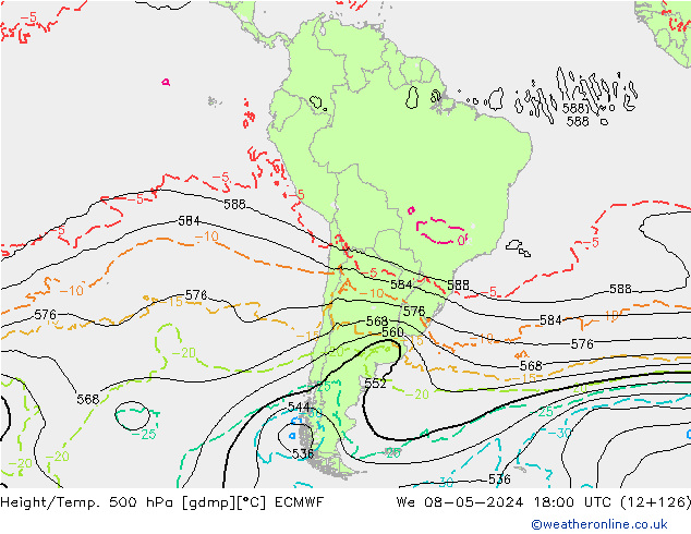 Z500/Rain (+SLP)/Z850 ECMWF mer 08.05.2024 18 UTC