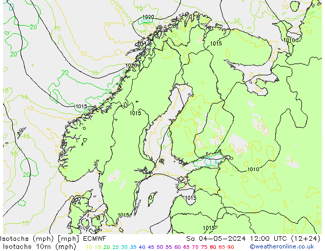 Isotachs (mph) ECMWF  04.05.2024 12 UTC