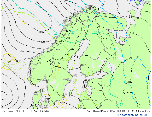 Theta-e 700hPa ECMWF Sa 04.05.2024 00 UTC