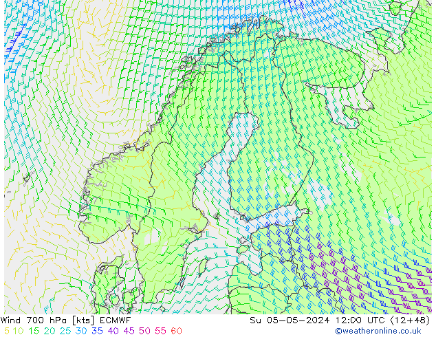 Wind 700 hPa ECMWF So 05.05.2024 12 UTC