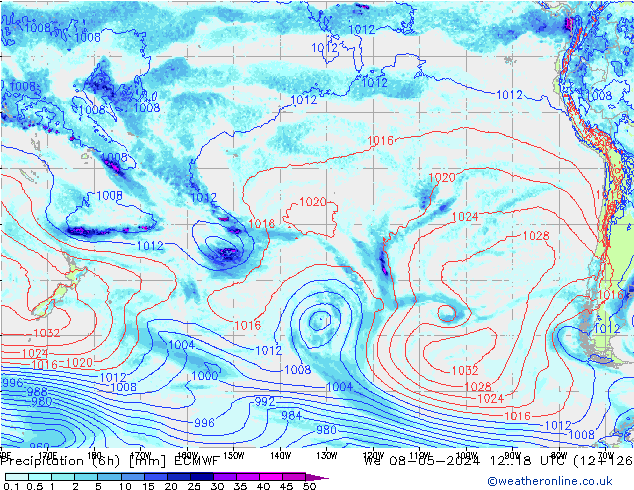 Z500/Rain (+SLP)/Z850 ECMWF śro. 08.05.2024 18 UTC