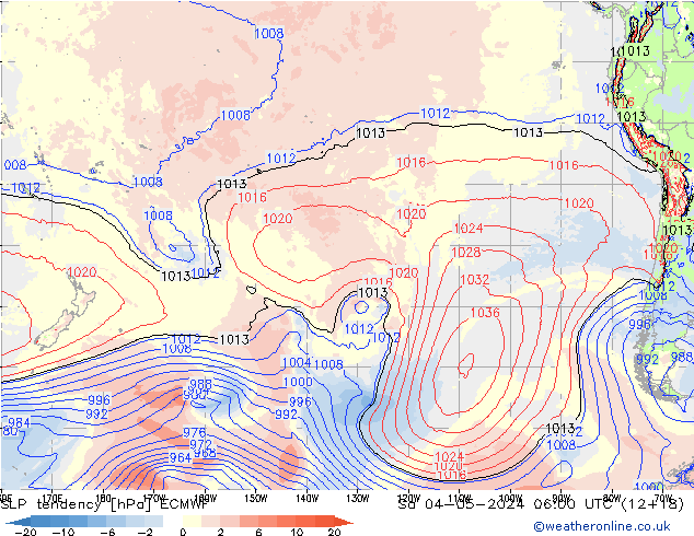 Tendance de pression  ECMWF sam 04.05.2024 06 UTC