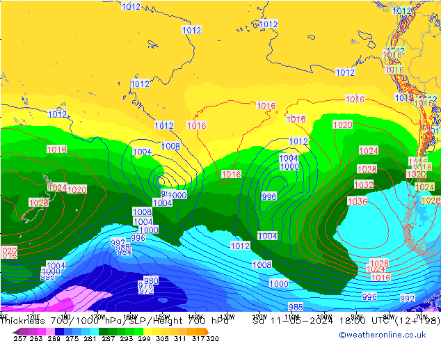 700-1000 hPa Kalınlığı ECMWF Cts 11.05.2024 18 UTC