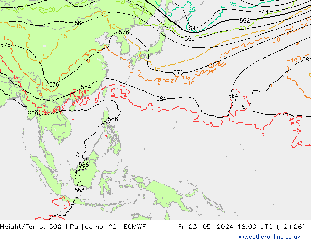 Z500/Yağmur (+YB)/Z850 ECMWF Cu 03.05.2024 18 UTC