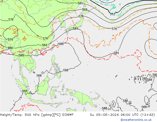 Z500/Rain (+SLP)/Z850 ECMWF  05.05.2024 06 UTC