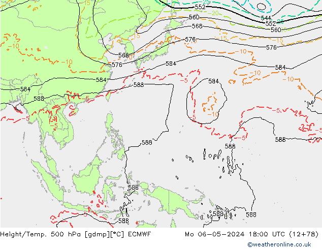 Z500/Rain (+SLP)/Z850 ECMWF  06.05.2024 18 UTC