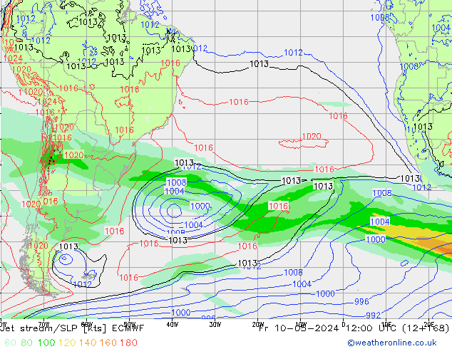 Jet Akımları/SLP ECMWF Cu 10.05.2024 12 UTC