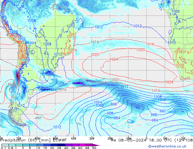 Z500/Rain (+SLP)/Z850 ECMWF  08.05.2024 00 UTC