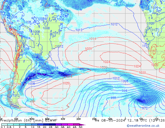 Z500/Rain (+SLP)/Z850 ECMWF mer 08.05.2024 18 UTC