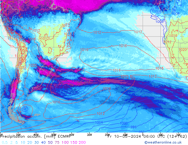 Precipitation accum. ECMWF Sex 10.05.2024 06 UTC