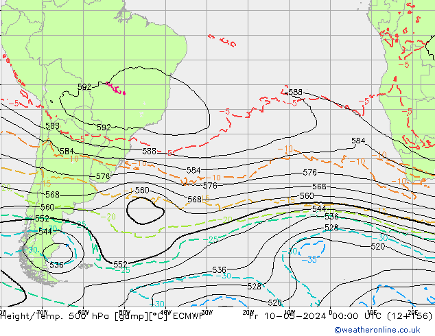 Z500/Rain (+SLP)/Z850 ECMWF  10.05.2024 00 UTC