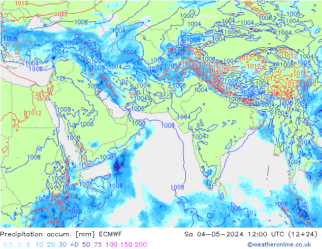 Precipitation accum. ECMWF Sa 04.05.2024 12 UTC