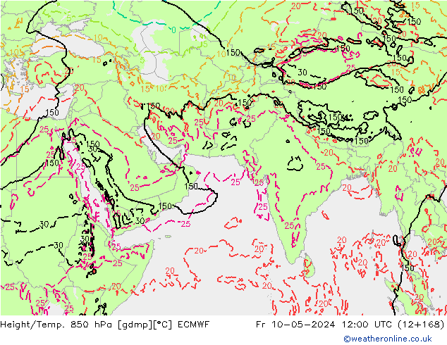 Géop./Temp. 850 hPa ECMWF ven 10.05.2024 12 UTC