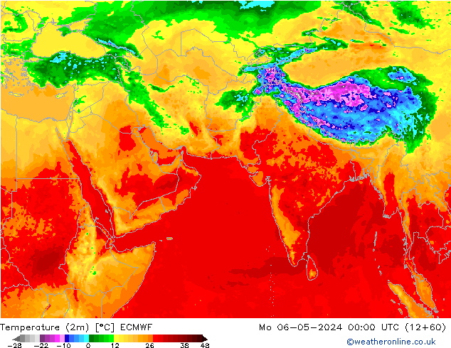 Temperature (2m) ECMWF Mo 06.05.2024 00 UTC