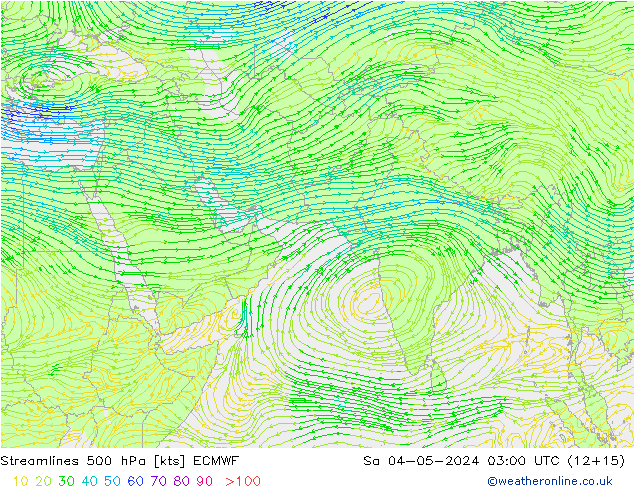 Línea de corriente 500 hPa ECMWF sáb 04.05.2024 03 UTC
