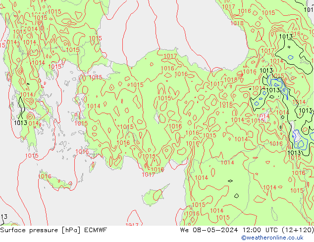 Bodendruck ECMWF Mi 08.05.2024 12 UTC