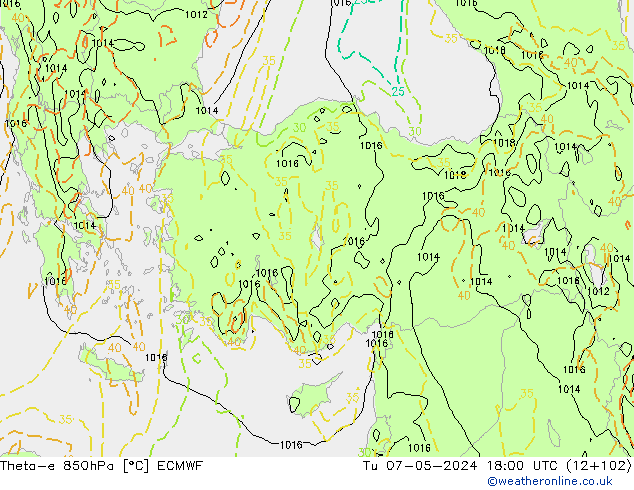 Theta-e 850hPa ECMWF mar 07.05.2024 18 UTC