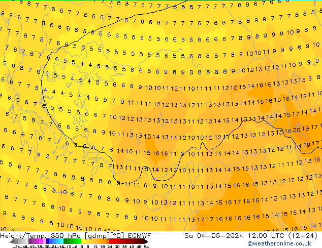 Z500/Rain (+SLP)/Z850 ECMWF sáb 04.05.2024 12 UTC