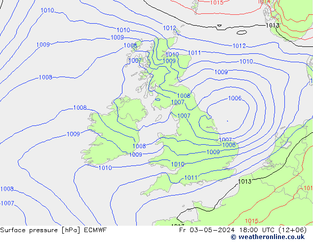 pressão do solo ECMWF Sex 03.05.2024 18 UTC