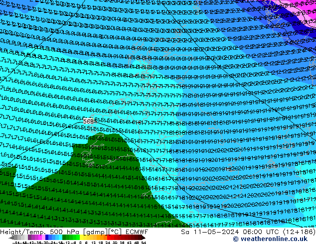Z500/Rain (+SLP)/Z850 ECMWF Sa 11.05.2024 06 UTC