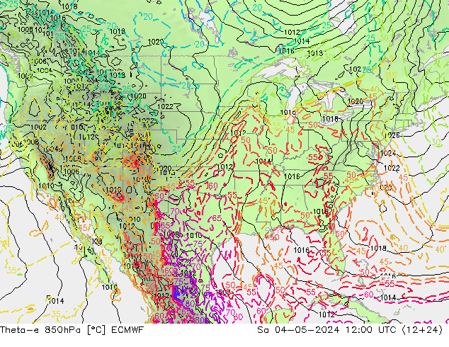 Theta-e 850hPa ECMWF Sa 04.05.2024 12 UTC