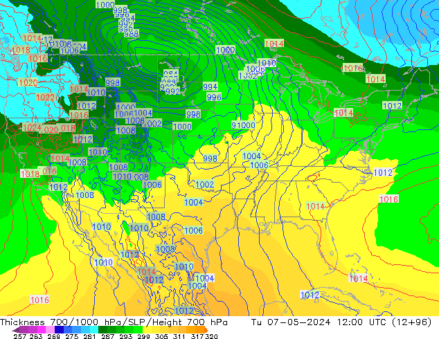 700-1000 hPa Kalınlığı ECMWF Sa 07.05.2024 12 UTC