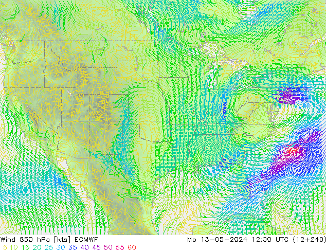 Wind 850 hPa ECMWF ma 13.05.2024 12 UTC