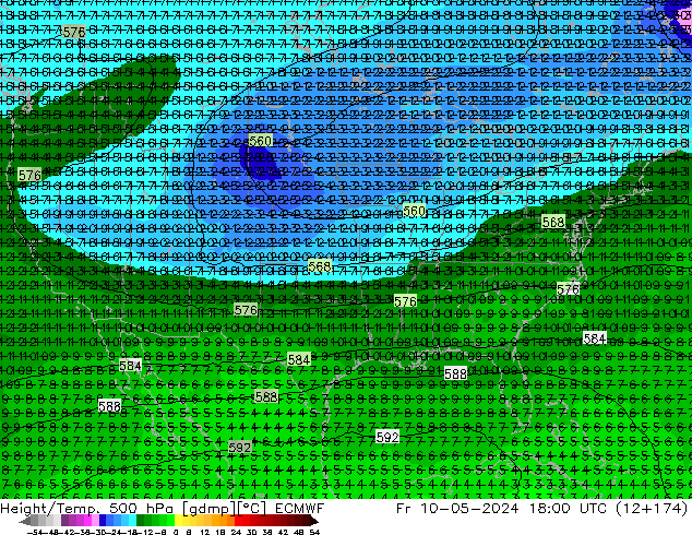 Z500/Yağmur (+YB)/Z850 ECMWF Cu 10.05.2024 18 UTC