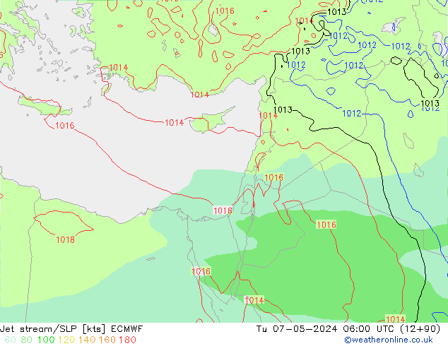 Straalstroom/SLP ECMWF di 07.05.2024 06 UTC