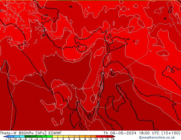 Theta-W 850hPa ECMWF Th 09.05.2024 18 UTC