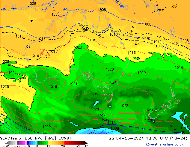 SLP/Temp. 850 hPa ECMWF za 04.05.2024 18 UTC