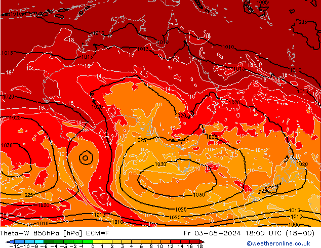 Theta-W 850hPa ECMWF ven 03.05.2024 18 UTC