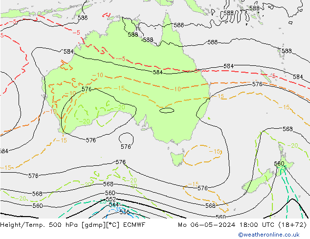 Z500/Rain (+SLP)/Z850 ECMWF пн 06.05.2024 18 UTC